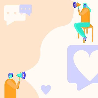 EPS 해외이미지 전신 여자 말풍선 곡선 의자 일러스트 들기 앉기 상반신 성인 두명 주황색 확성기 외침 하트 알림 성인여자만 카피스페이스 해외일러스트 모양 선 컬러 가구 모션 사람 소리 공백 여자만 성인만 파일형식 벡터 이미지허브