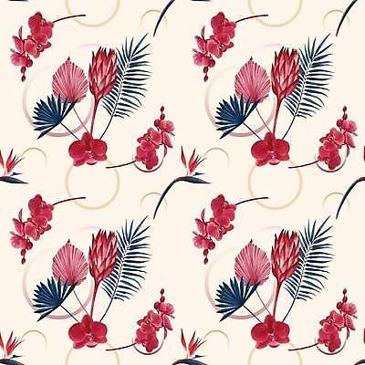 EPS 해외이미지 백그라운드 패턴 일러스트 사람없음 빨간색 노란색 패턴백그라운드 원형 시원함 열대꽃 열대잎 보테니컬아트 해외일러스트 도형 꽃 컬러 잎 무늬 파일형식 벡터 이미지허브