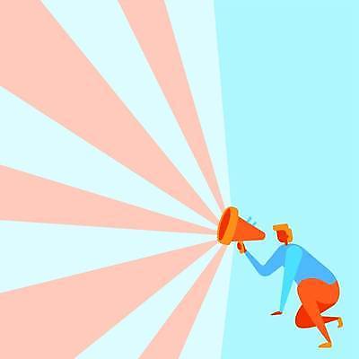 EPS 해외이미지 전신 여자 하늘색 일러스트 한명 들기 성인 주황색 확성기 외침 무릎꿇기 알림 직선 성인여자한명만 무릎구부리기 카피스페이스 해외일러스트 1 선 컬러 포즈 모션 사람 파란색 소리 공백 여자한명만 성인여자만 파일형식 벡터 이미지허브