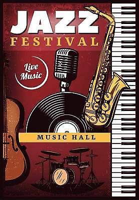 EPS 해외이미지 디자인 포스터 일러스트 사람없음 콘서트 빈티지 피아노건반 색소폰 바이올린 마이크 드럼 재즈 라이브 해외일러스트 음악 음향기기 컨셉 현악기 타악기 공연 건반 피아노 목관악기 파일형식 벡터 이미지허브