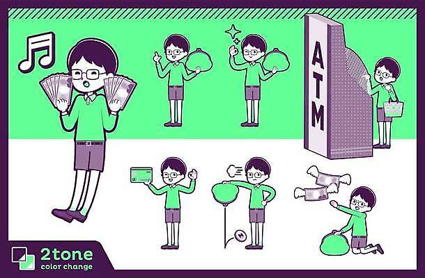 EPS 해외이미지 전신 남자 안경 어린이 포즈 이동 돈 일러스트 성공 들기 소년 여러명 초록색 금융 경제 쇼핑 세트 동전 저축 신용카드 재산 OK 즐거움 동전지갑 계산서 ATM 소년만 해외일러스트 잡화 감정 컬러 다수 컨셉 모션 사람 손짓 지갑 남자만 어린이만 파일형식 벡터 이미지허브