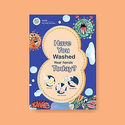 EPS 해외이미지 손 포스터 일러스트 건강 신체부위 바이러스 위생 씻기 예방 비누 닦기 손씻기 비누거품 박테리아 위생관리 감염예방 해외일러스트 의학 모션 관리 사람 위생용품 청결 거품 사회이슈 감염 파일형식 벡터 이미지허브