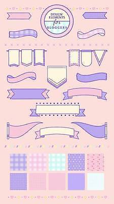 EPS 해외이미지 디자인 리본 분홍색 일러스트 추상 사람없음 세트 귀여움 보라색 물방울무늬 깃발 체크무늬 엘리먼트 아기자기 해외일러스트 컬러 컨셉 무늬 파일형식 벡터 이미지허브