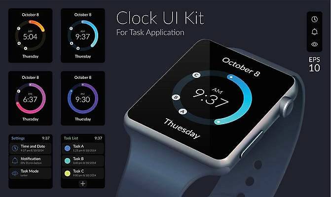 EPS 해외이미지 시계 일러스트 사람없음 UI 스마트워치 해외일러스트 스마트기기 웨어러블 파일형식 벡터 이미지허브
