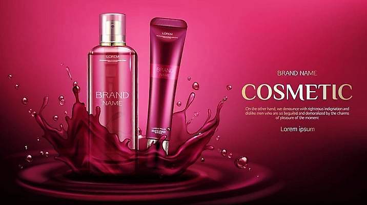 EPS 해외이미지 일러스트 사람없음 뷰티 화장품 물방울 자주색 선크림 스킨케어 미스트 핸드크림 비바마젠타 해외일러스트 컬러 파일형식 벡터 트렌드컬러 이미지허브