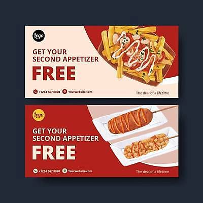 EPS 해외이미지 영어 일러스트 타이포그라피 사람없음 빨간색 세일 감자튀김 티켓 상품권 핫도그 무료 증정 무료이벤트 해외일러스트 문자 음식 컬러 감자 패스트푸드 이벤트 튀김 파일형식 벡터 이미지허브