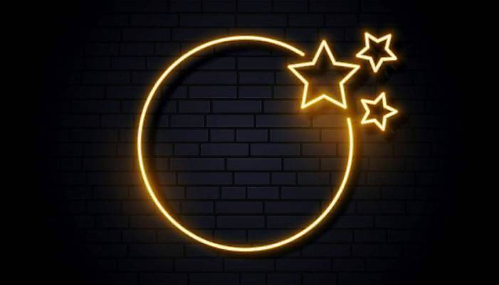 EPS 해외이미지 별 스티커 일러스트 프레임 사람없음 노란색 행성 화려 심볼 라인아트 네온 해외일러스트 자연요소 선 컬러 컨셉 우주 파일형식 벡터 이미지허브