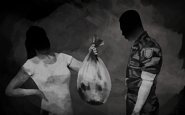 PSD 여자 남자 허리손 일러스트 군대 들기 상반신 성인 두명 검은색 군인 아내 상사 사회이슈 군복 주기 부하 쓰레기봉투 시킴 심부름 성인만 갑질 무례 국내일러스트 직업 컬러 포즈 컨셉 유니폼 비즈니스 모션 봉투 사람 국군 파일형식