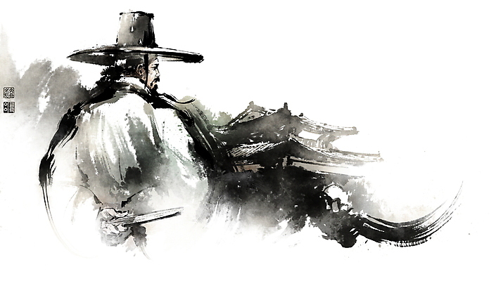 PSD 한국전통 남자 일러스트 캘리그라피 붓터치 한옥 한명 들기 상반신 성인 한복 조선시대 동양화 뒷짐 번짐 양반 낙관 접부채 선비 성인남자한명만 국내일러스트 갓모자 모자_잡화 1 전통 고건축 모션 전통소품 한국 미술 사람 역사 전통의상 신분 전통부채 남자한명만 성인남자만 파일형식 효과