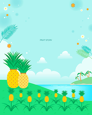 구름 꽃 바다 섬 하늘색 백그라운드 밭 일러스트 하늘 사람없음 농작물 야자수 파인애플 열대과일 유기농 열대잎 국내일러스트 AI파일 자연요소 나무 식물 웰빙 잎 농업 과일 파란색 파일형식 벡터