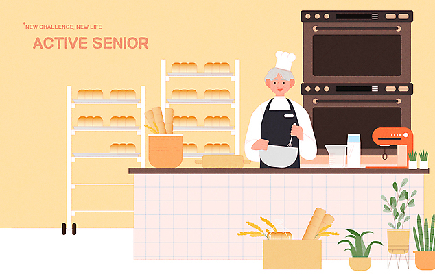 할아버지 노년 남자 화분 일러스트 한명 상반신 타이포그라피 실버라이프 상자 노란색 바구니 앞치마 수레 빵집 우유 잡기 오븐 바게트 식빵 조리대 제빵 거품기 실버취업 계량컵 반죽기 반죽밀대 재취업 제빵사 믹싱볼 노인남자한명만 국내일러스트 AI파일 직업 문자 1 라이프스타일 그릇 빵 컬러 모션 주방용품 유제품 사람 성인 컵 제과제빵 상점 카트 가전제품 구직 밀대 계량 남자한명만 노인남자만 파일형식 벡터