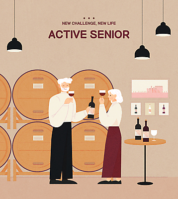 전신 여자 할아버지 노년 남자 할머니 액자 와인잔 일러스트 조명 서기 들기 타이포그라피 두명 실버라이프 갈색 노부부 레드와인 와인병 모던 실버취업 와인저장고 소믈리에 시음 와인전문가 와인창고 와인통 원형탁자 재취업 노인만 국내일러스트 AI파일 문자 라이프스타일 부부 컬러 술잔 모션 탁자 병_용기 주류 사람 성인 와인 구직 전문직 창고 저장고 성인만 파일형식 벡터
