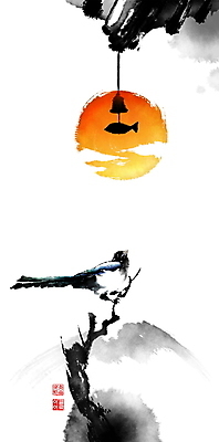 PSD 구름 한마리 일러스트 캘리그라피 붓터치 새해 산 앉기 풍경 사람없음 설날 태양 일출 나뭇가지 동양화 번짐 까치 기와지붕 낙관 지붕처마 풍경종 국내일러스트 자연요소 나무 1 명절 모션 조류 지붕 기와 미술 노을 종 처마 파일형식 효과