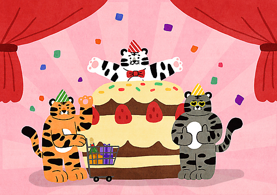 PSD 분홍색 일러스트 나비넥타이 새해 세마리 사람없음 선물상자 선글라스 귀여움 쇼핑카 만세 고깔모자 축하 최고 커튼 호랑이띠 호랑이 호랑이캐릭터 꽃가루 해피뉴이어 신년파티 샴페인병 백호 2022년 2단케이크 임인년 흑호 국내일러스트 모자_잡화 안경 컬러 동물캐릭터 컨셉 포유류 모션 넥타이 술병 3 선물 쇼핑 상자 파티 케이크 카트 새해인사 십이지신 샴페인 가루 연도 파일형식 사방신