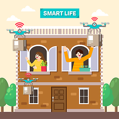 나무 구름 여자 남자 화분 일러스트 주택 스마트라이프 상반신 성인 타이포그라피 두명 손들기 스마트 배송 택배 택배상자 편리함 드론 성인만 모빌리티 AI_인공지능 국내일러스트 AI파일 자연요소 식물 문자 라이프스타일 교통수단 컨셉 모션 사람 건물 상자 운송업 파일형식 벡터