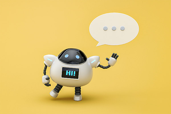 PSD 편집 편집이미지 말풍선 3D캐릭터 정보기술 말하기 사람없음 노란색 3D 로봇 디지털합성 손인사 안녕 편집소스 채팅봇 AI_인공지능 편집3D 캐릭터 컬러 모션 기술 인사 파일형식