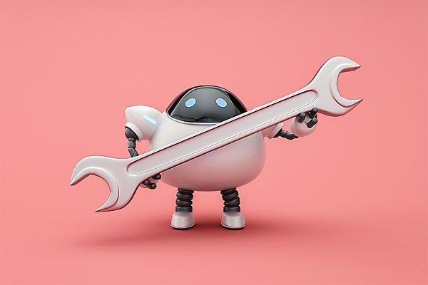 PSD 편집 편집이미지 분홍색 3D캐릭터 정보기술 들기 사람없음 3D 공구 스패너 수리 로봇 디지털합성 편집소스 채팅봇 AI_인공지능 편집3D 캐릭터 컬러 모션 기술 도구 파일형식