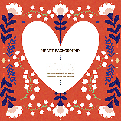 PSD 꽃 잎 일러스트 사랑 사람없음 빨간색 파란색 하트 하트백그라운드 감성 잎줄기 하트프레임 국내일러스트 카드프레임 모양 식물 감정 줄기 컬러 백그라운드 컨셉 프레임 파일형식