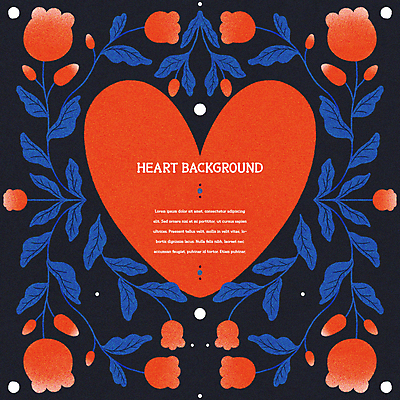 PSD 꽃 잎 일러스트 사랑 사람없음 빨간색 파란색 하트 하트백그라운드 감성 강렬 잎줄기 하트프레임 국내일러스트 카드프레임 모양 식물 감정 줄기 컬러 백그라운드 컨셉 프레임 파일형식