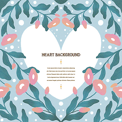 PSD 하늘색 잎 일러스트 여름꽃 사랑 사람없음 여름 하트 하트백그라운드 감성 잎줄기 하트프레임 국내일러스트 카드프레임 모양 식물 계절 꽃 감정 줄기 백그라운드 컨셉 프레임 파란색 파일형식 여름_계절