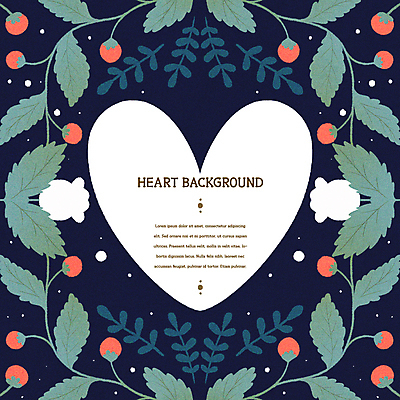 PSD 꽃 잎 일러스트 사랑 사람없음 초록색 하트 남색 하트백그라운드 감성 잎줄기 하트프레임 국내일러스트 카드프레임 모양 식물 감정 줄기 컬러 백그라운드 컨셉 프레임 파일형식