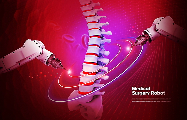 PSD 편집이미지 의학 사람없음 치료 빨간색 빛 수술 척추 적혈구 의료기계 의료로봇 이미지편집 컬러 뼈 로봇 혈구 파일형식