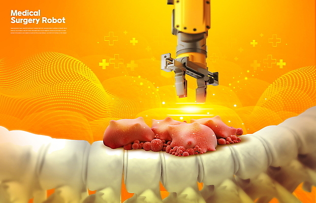 PSD 편집이미지 의학 사람없음 치료 빛 노란색 주황색 수술 척추 의료기계 종양 의료로봇 이미지편집 컬러 뼈 로봇 파일형식