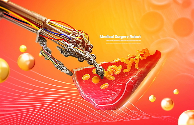 PSD 편집이미지 선 세포 사람없음 주황색 원형 수술 생명공학 혈관 적혈구 로봇팔 의료로봇 이미지편집 도형 컬러 의학 치료 장기_의학 로봇 혈구 파일형식