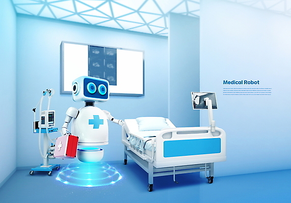 PSD 편집이미지 의학 엑스레이 병원 들기 사람없음 파란색 구급상자 로봇 뇌 병원침대 심전도모니터 음압병실 의료로봇 이미지편집 컬러 모션 침대 의료용품 병실 파일형식