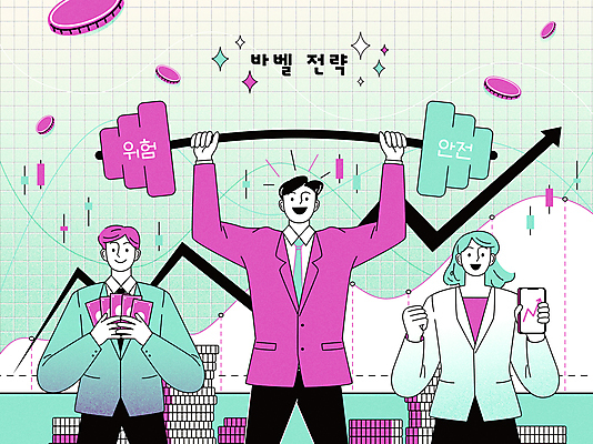 여자 남자 화살표 지폐 돈 일러스트 그래프 들기 상반신 성인 세명 스마트폰 보라색 동전 주먹 비즈니스맨 역기 주식 재테크 전략 동전탑 민트색 주식시장 주식투자 주식표 투자자 성인만 주린이 국내일러스트 AI파일 컬러 비즈니스 모션 사람 금융 핸드폰 스마트기기 쌓기 직장인 재산 투자 신조어 파일형식 벡터