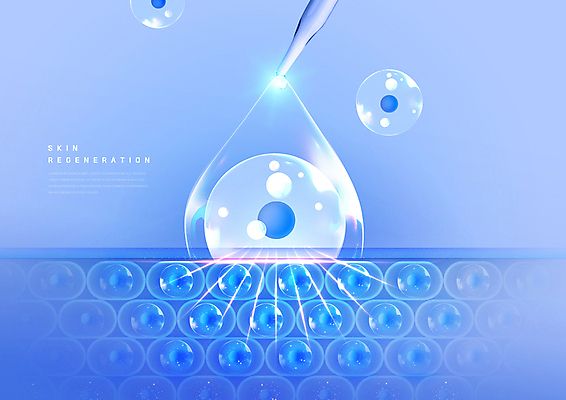 PSD 편집이미지 세포 사람없음 파란색 빛 뷰티 물방울 스포이트 피부 피부관리 스킨케어 회복 피부층 이미지편집 컬러 컨셉 신체부위 피펫 파일형식