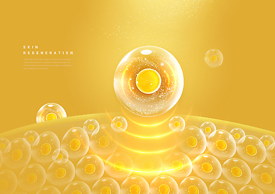 PSD 편집이미지 세포 사람없음 빛 뷰티 노란색 물방울 피부 피부관리 파동 스킨케어 회복 피부층 이미지편집 컬러 컨셉 순간포착 신체부위 파일형식