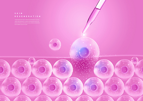 PSD 편집이미지 분홍색 세포 사람없음 뷰티 물방울 스포이트 피부 피부관리 스킨케어 트러블케어 회복 피부층 이미지편집 컬러 컨셉 신체부위 피펫 파일형식