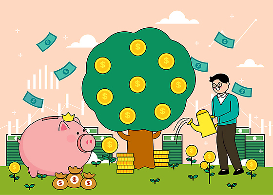 전신 나무 남자 지폐 돈 일러스트 그래프 왕관 한명 서기 성인 초록색 달러 동전 물뿌리개 돼지저금통 비즈니스맨 돈자루 재테크 물주기 외화 환율 금융재테크 동전탑 성인남자한명만 코랄 국내일러스트 AI파일 식물 1 컬러 비즈니스 모션 사람 금융 경제 쌓기 저금통 직장인 재산 남자한명만 성인남자만 파일형식 벡터