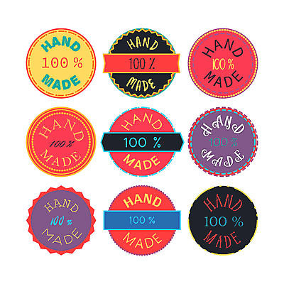 포토 JPG 해외이미지 영어 텍스트 사람없음 세트 라벨 원형 화려 퍼센트 제조 심볼 핸드메이드 해외202309 해외포토 도형 문자 컨셉 프레임 특수기호 파일형식 이미지허브