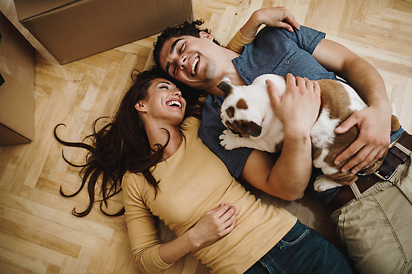 포토 JPG 해외이미지 한마리 커플 여자 남자 행복 반려견 안기 어깨동무 바닥 함께함 실내 웃음 상반신 성인 두명 앞모습 반려동물 눕기 강아지 즐거움 성인만 해외포토 동물 1 감정 뷰포인트 포즈 컨셉 관계 모션 표정 사람 내부 개 파일형식 이미지허브