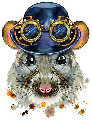 포토 JPG 해외이미지 캐릭터 디자인 안경 백그라운드 일러스트 미술 사람없음 반려동물 쥐 스팀펑크 해외일러스트 동물 잡화 문화예술 설치류 파일형식 이미지허브