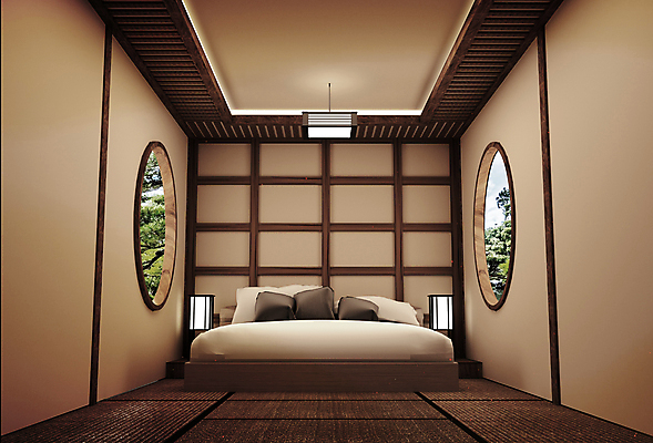 포토 JPG 해외이미지 쿠션 창문 베개 조명 실내 사람없음 인테리어 3D 침대 동양적 베이지색 미니멀 해외포토 디자인 컬러 가구 침구 내부 디지털합성 파일형식 이미지허브