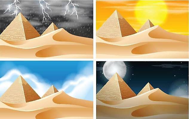 EPS 해외이미지 클립아트 계절 백그라운드 일러스트 하늘 날씨 미술 그래픽 태양 일몰 달 야간 번개 만화 그림 피라미드 클립 폭풍 뇌우 해외일러스트 자연요소 건축물 문화예술 노을 랜드마크 파일형식 벡터 이미지허브