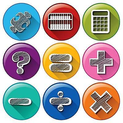EPS 해외이미지 일러스트 사람없음 세트 컬러풀 계산기 주판 물음표 원형 퍼즐 덧셈 플러스 뺄셈 하이픈 = 곱셈 나눗셈 해외일러스트 도형 기호 컬러 문구용품 장비 수학 파일형식 벡터 이미지허브
