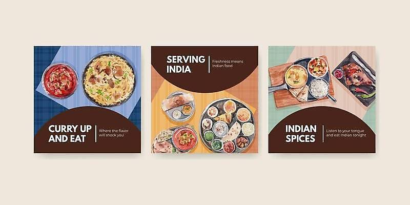 EPS 해외이미지 일러스트 사람없음 파란색 주황색 메뉴 인도음식 카레 해외일러스트 음식 컬러 동양음식 파일형식 벡터 이미지허브