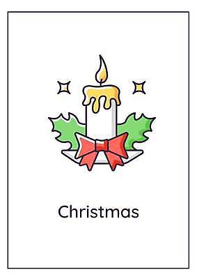 EPS 해외이미지 템플릿 리본 잎 크리스마스장식 크리스마스 일러스트 초 촛불 크리스마스카드 사람없음 해외일러스트 식물 기념일 카드_감사 파일형식 벡터 이미지허브