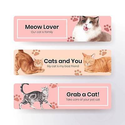 EPS 해외이미지 템플릿 배너 가로배너 엎드리기 분홍색 여러마리 일러스트 사람없음 반려동물 걷기 귀여움 고양이 발자국 메롱 배너세트 반려묘 해외일러스트 동물 컬러 다수 컨셉 포유류 자국 모션 가로 세트 파일형식 벡터 이미지허브