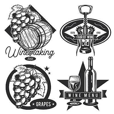 EPS 해외이미지 별 와인잔 일러스트 포도 사람없음 세트 라벨 와인 와인병 와인오프너 술통 양조 해외일러스트 자연요소 술잔 과일 병_용기 프레임 주류 병따개 파일형식 벡터 이미지허브