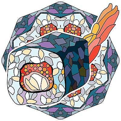 EPS 해외이미지 선 일러스트 추상 사람없음 초밥 그림 젠탱글 해외일러스트 무늬 일본음식 파일형식 벡터 이미지허브