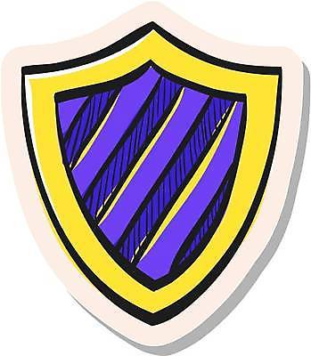 EPS 해외이미지 스티커 일러스트 사람없음 노란색 보라색 심볼 보안 방패 해외일러스트 컬러 안전 파일형식 벡터 이미지허브