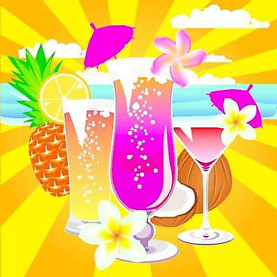 EPS 해외이미지 꽃 분홍색 일러스트 노란색 파인애플 코코넛 해외일러스트 식물 컬러 과일 열대과일 파일형식 벡터 이미지허브