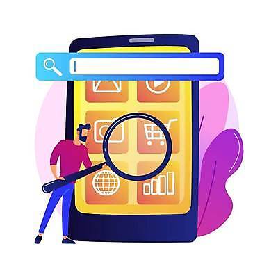 EPS 해외이미지 전신 남자 인터넷 일러스트 비즈니스 돋보기 한명 들기 성인 스마트폰 카메라 앨범 검색창 성인남자한명만 해외일러스트 1 모션 사람 전자제품 핸드폰 스마트기기 남자한명만 성인남자만 파일형식 벡터 이미지허브