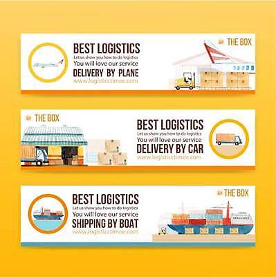EPS 해외이미지 템플릿 배너 가로배너 일러스트 비행기 사람없음 상자 트럭 운송업 흰색 운반 화물선 창고 운반기계 운반수단 배너세트 해외일러스트 산업 컬러 배_교통 항공교통 자동차 대중교통 가로 세트 기계 파일형식 벡터 이미지허브