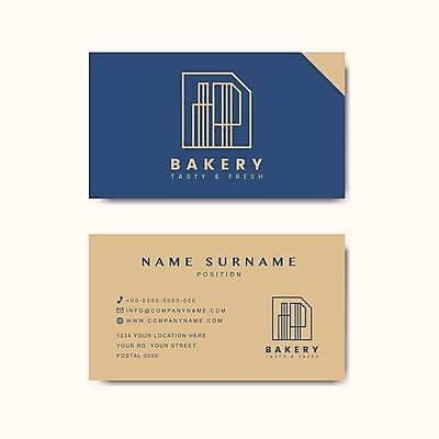 EPS 해외이미지 디자인 일러스트 비즈니스 명함 명함템플릿 사람없음 파란색 빵집 베이지색 가로명함 해외일러스트 템플릿 컬러 상점 파일형식 벡터 이미지허브